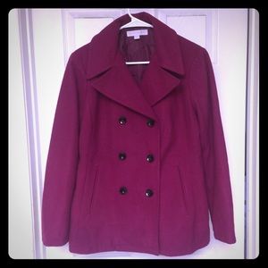 NY&Co Wool Blend Pea Coat - Fuschia